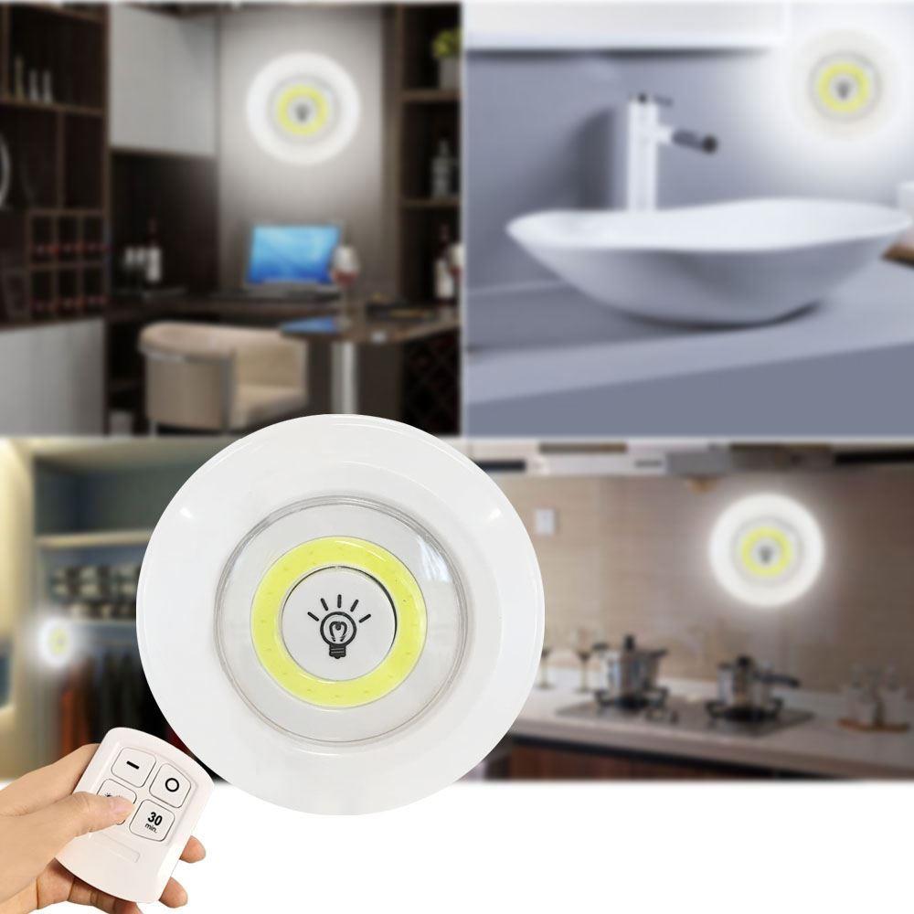 Set 3 lampi LED autoadezive cu telecomanda, reglare intensitate