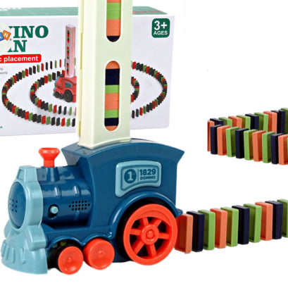 Tren domino electric pentru copii – joc educativ cu 60 piese