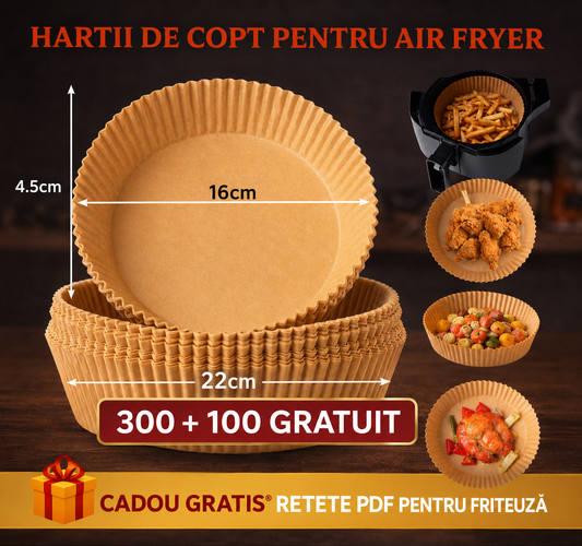 Hartii friteuza 300 BUCATI + 100 GRATIS + Retete PDF