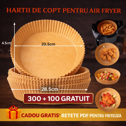 Hartii friteuza 300 BUCATI + 100 GRATIS + Retete PDF