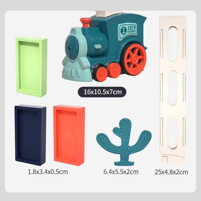 Tren domino electric pentru copii – joc educativ cu 60 piese