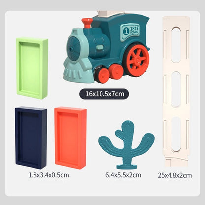 Tren domino electric pentru copii – joc educativ cu 60 piese