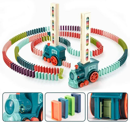 Tren domino electric pentru copii – joc educativ cu 60 piese