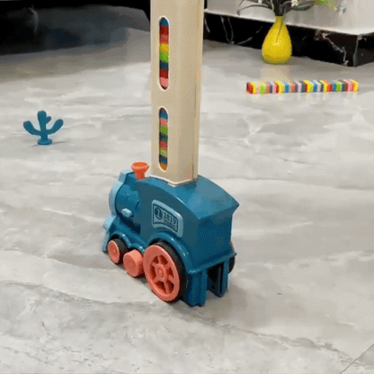 Tren domino electric pentru copii – joc educativ cu 60 piese