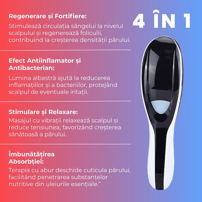 Perie Electrica 4-in-1 pentru stimularea cresterii părului  – Regenerare, Masaj & Terapie LED Infrarosu